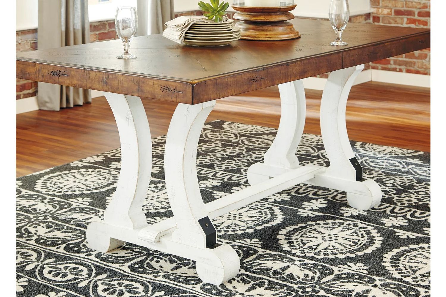 Valebeck White and Brown Rectangular Dining Room Table D54635
