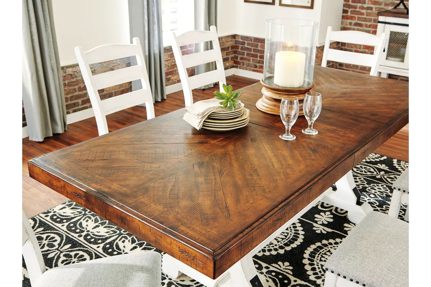 Valebeck White and Brown Rectangular Dining Room Table D54635