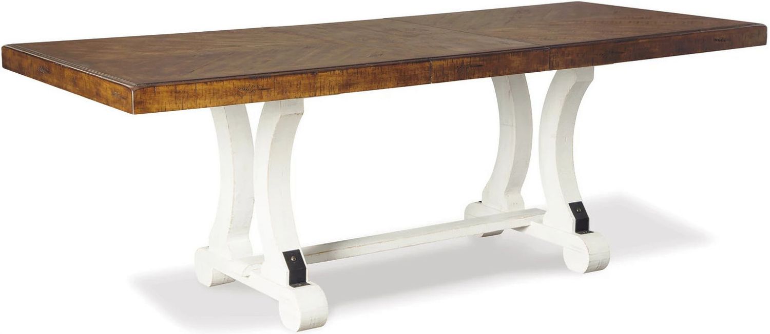 Valebeck White and Brown Rectangular Dining Room Table D54635