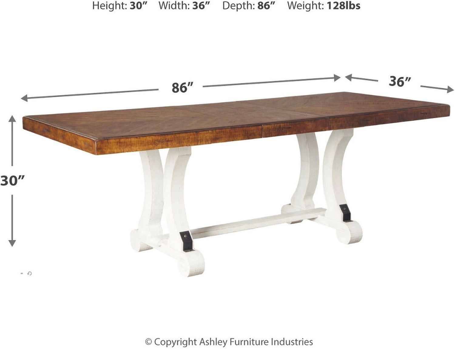 Valebeck White and Brown Rectangular Dining Room Table D54635