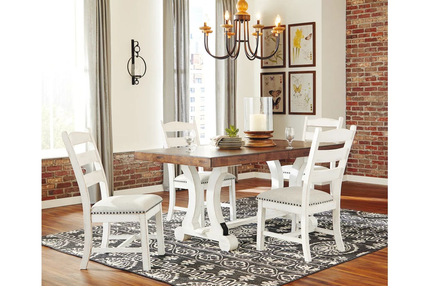 Valebeck White and Brown Rectangular Dining Room Table D54635