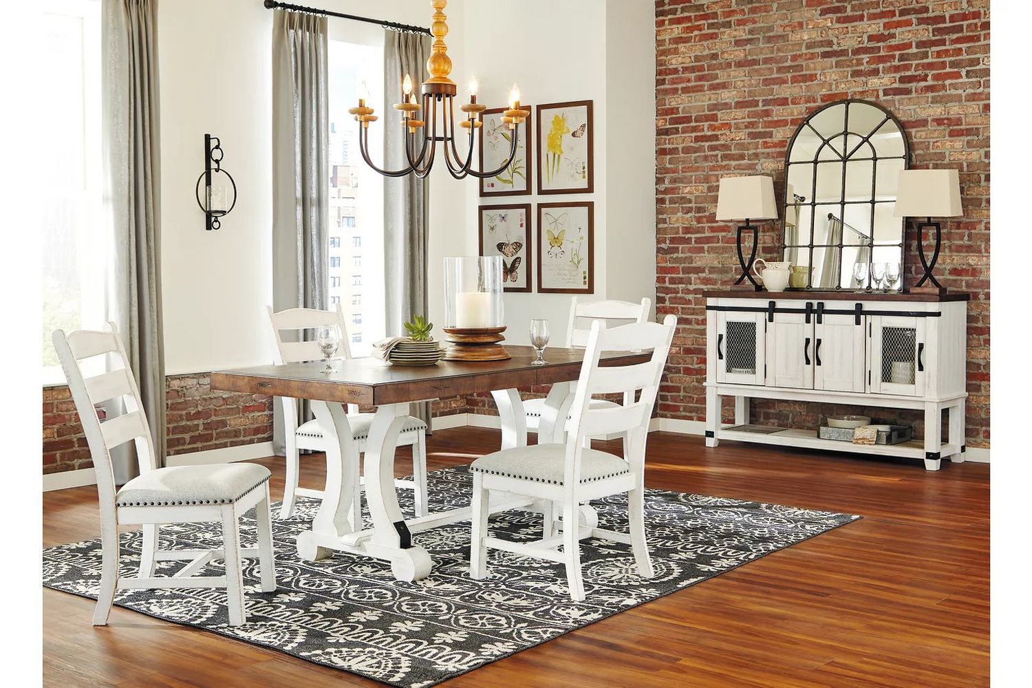 Valebeck White and Brown Rectangular Dining Room Table D54635