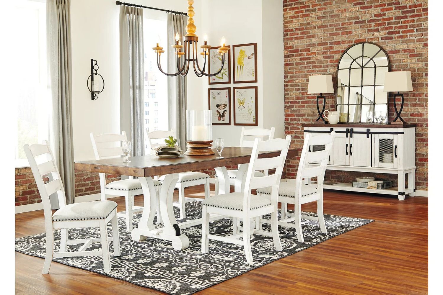 Valebeck White and Brown Rectangular Dining Room Table D54635