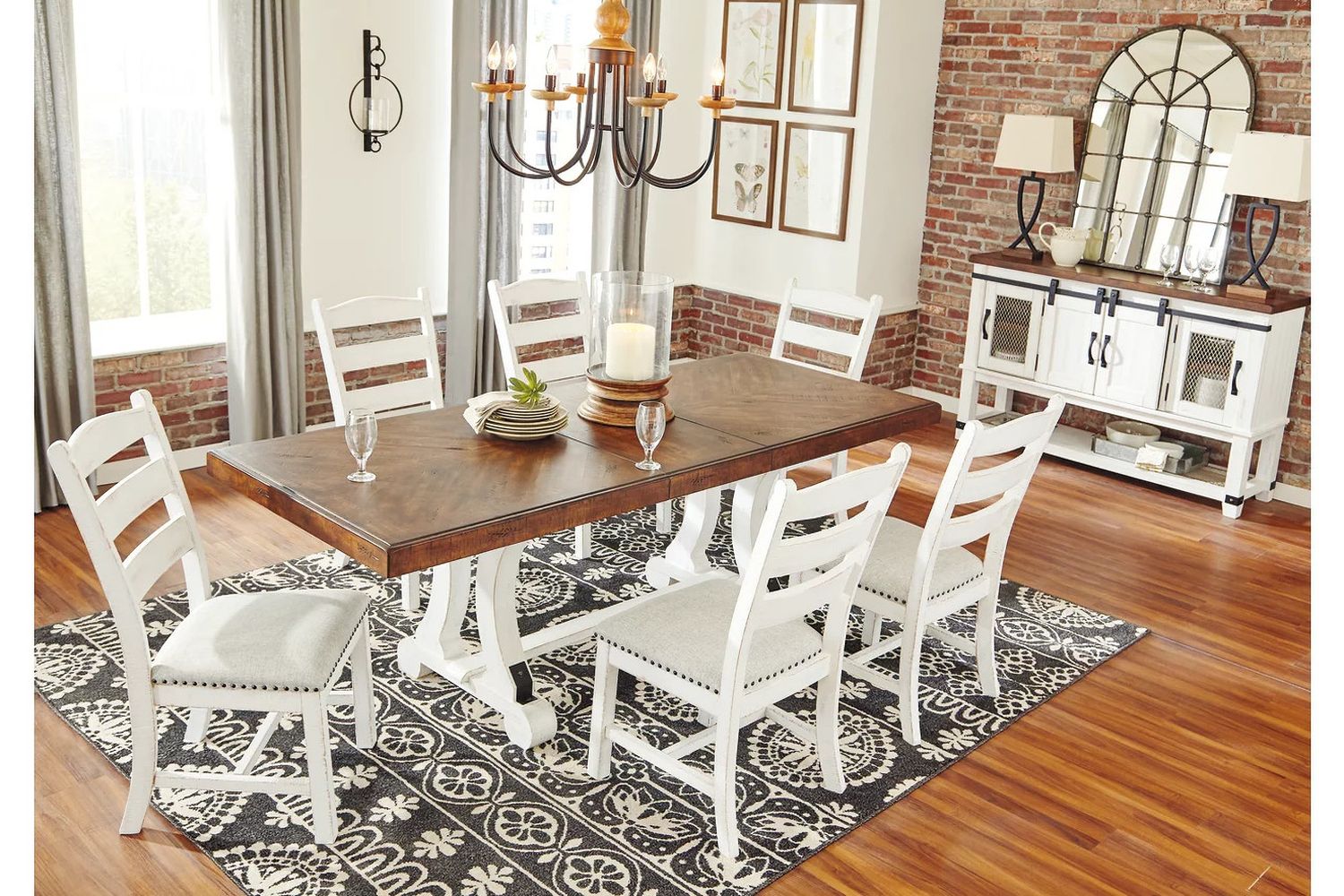 Valebeck White and Brown Rectangular Dining Room Table D54635