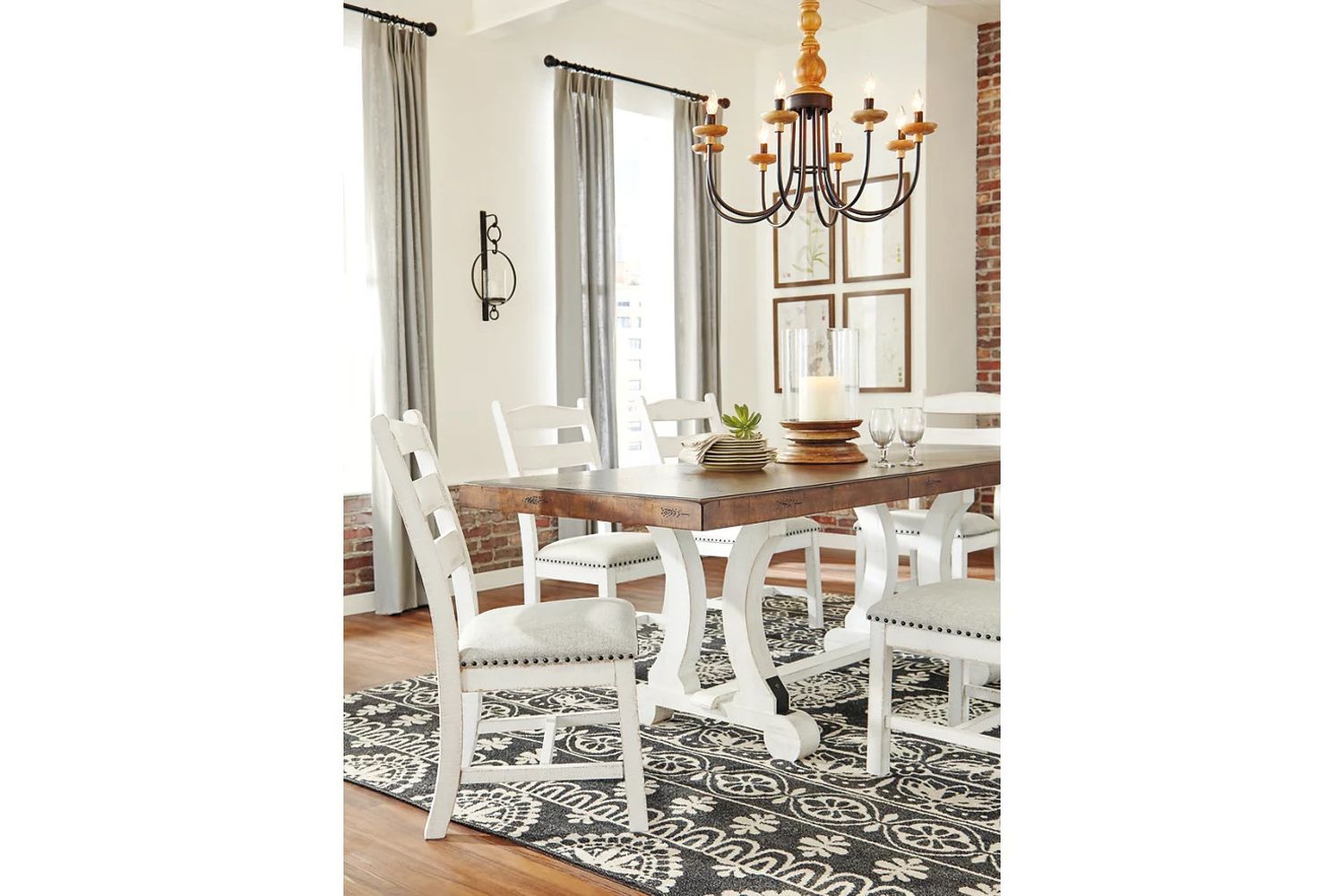 Valebeck White and Brown Rectangular Dining Room Table D54635