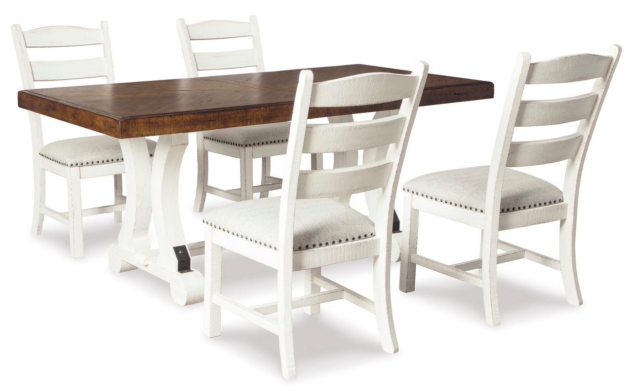 Valebeck White and Brown Rectangular Dining Room Table D54635