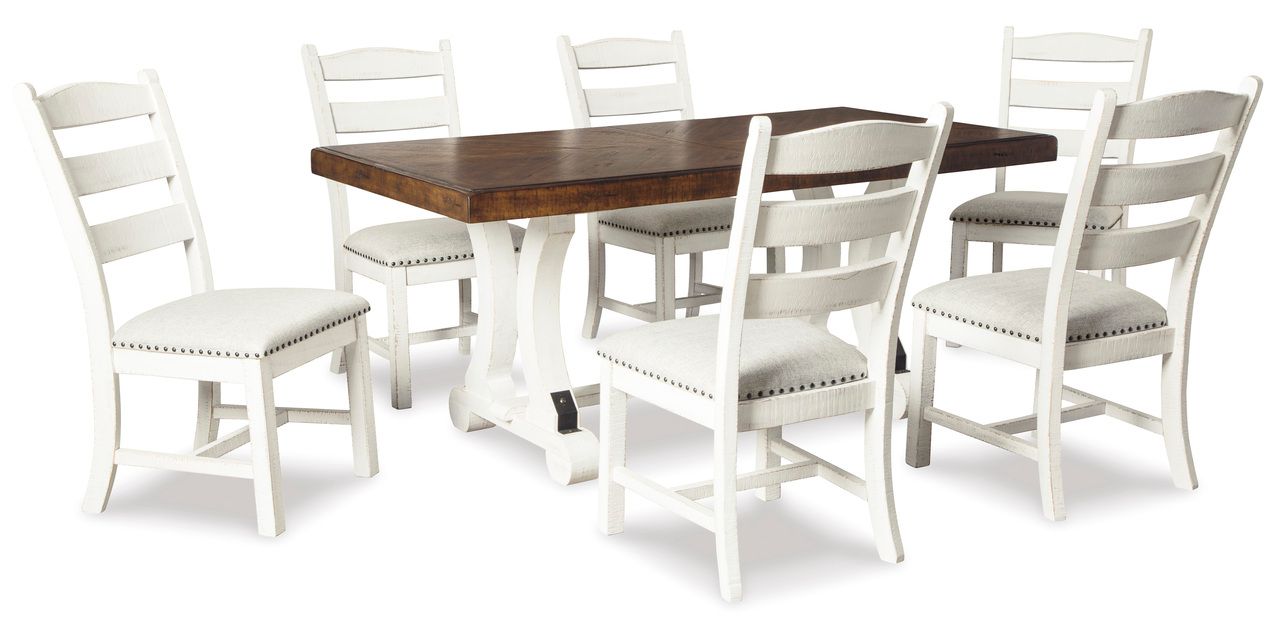 Valebeck White and Brown Rectangular Dining Room Table D54635