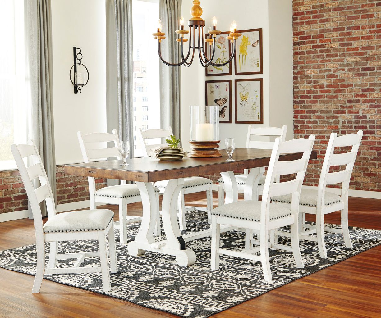 Valebeck White and Brown Rectangular Dining Room Table D54635