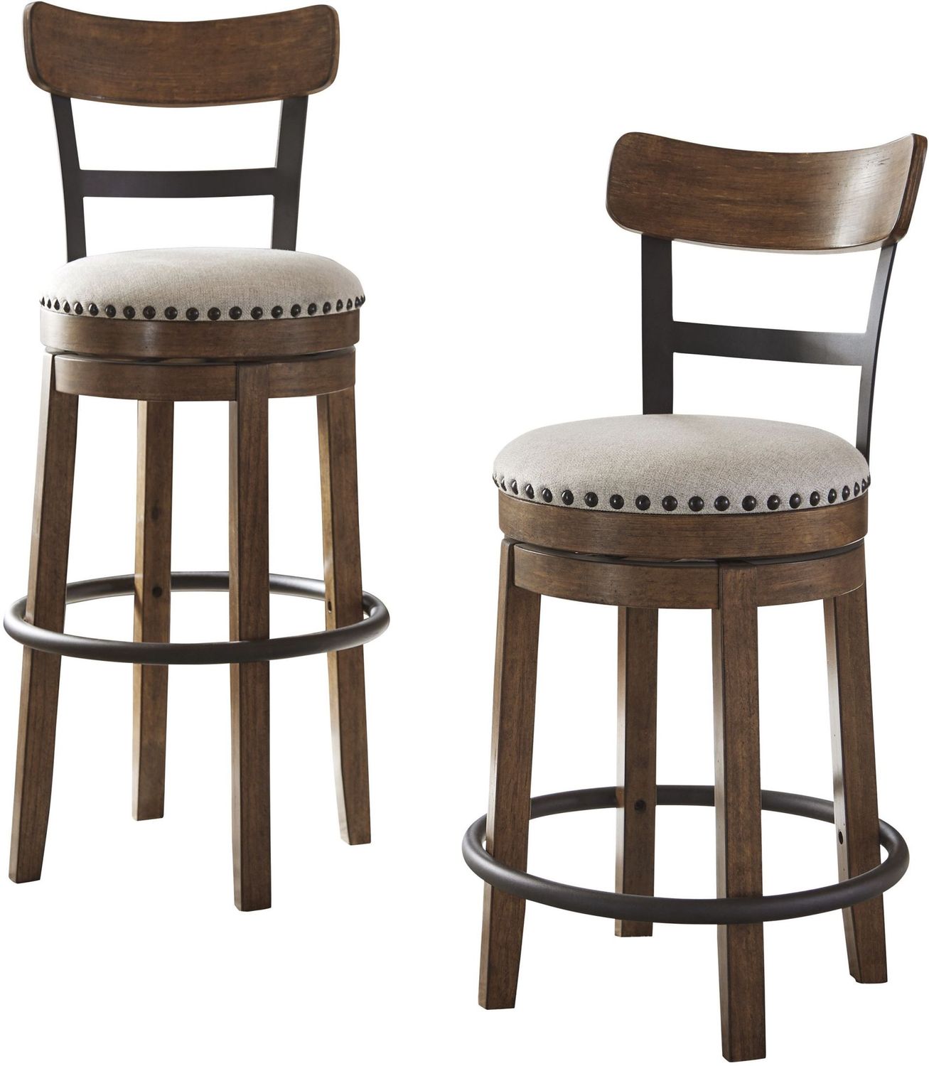 Valebeck Beige Tall Upholstered Swivel Barstool D546430