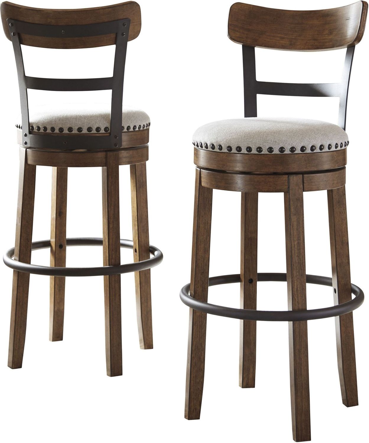 Valebeck Beige Tall Upholstered Swivel Barstool D546430