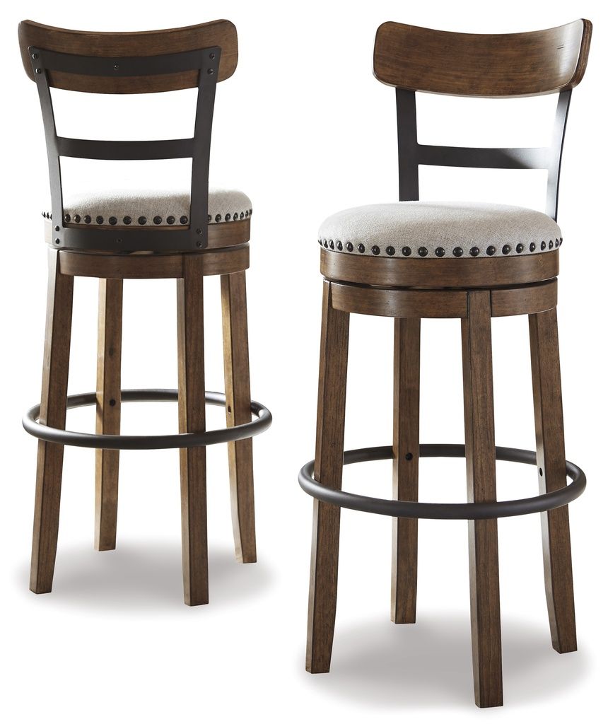 Valebeck Beige Tall Upholstered Swivel Barstool D546430