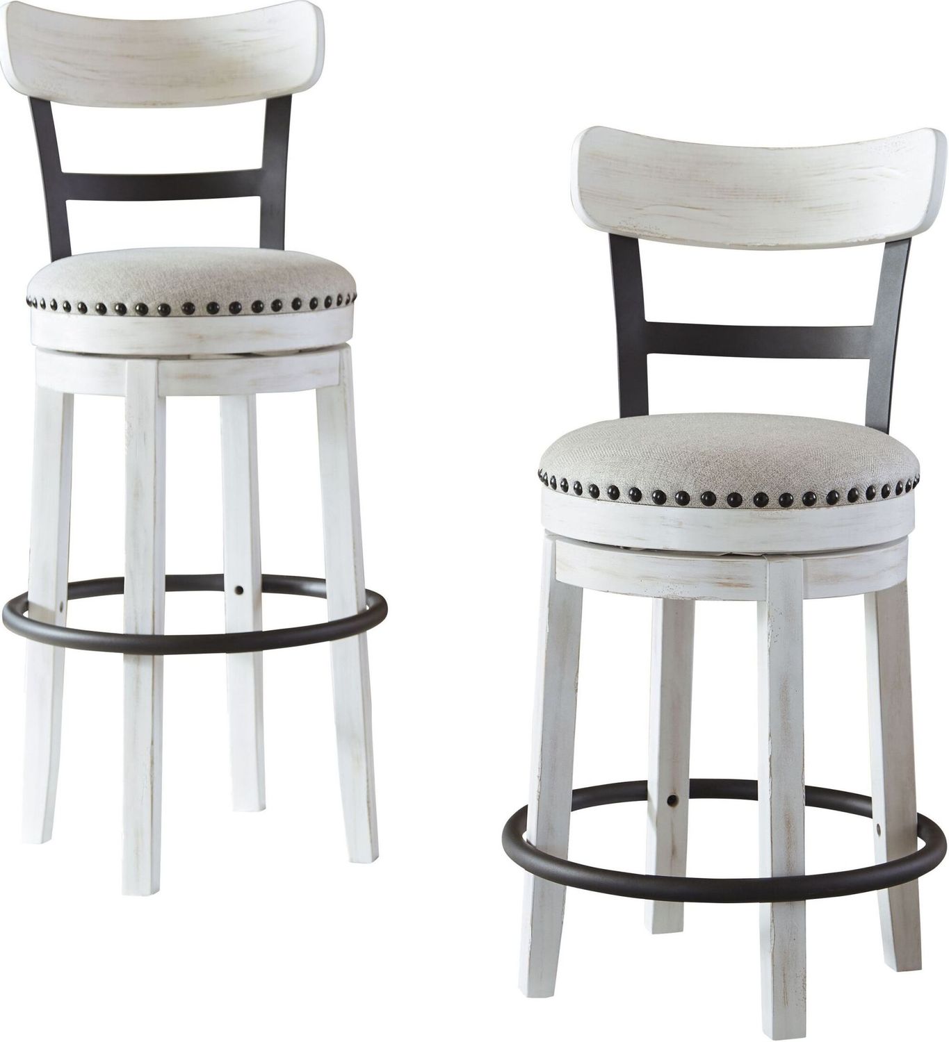 Valebeck Linen Tall Upholstered Swivel Barstool D546530