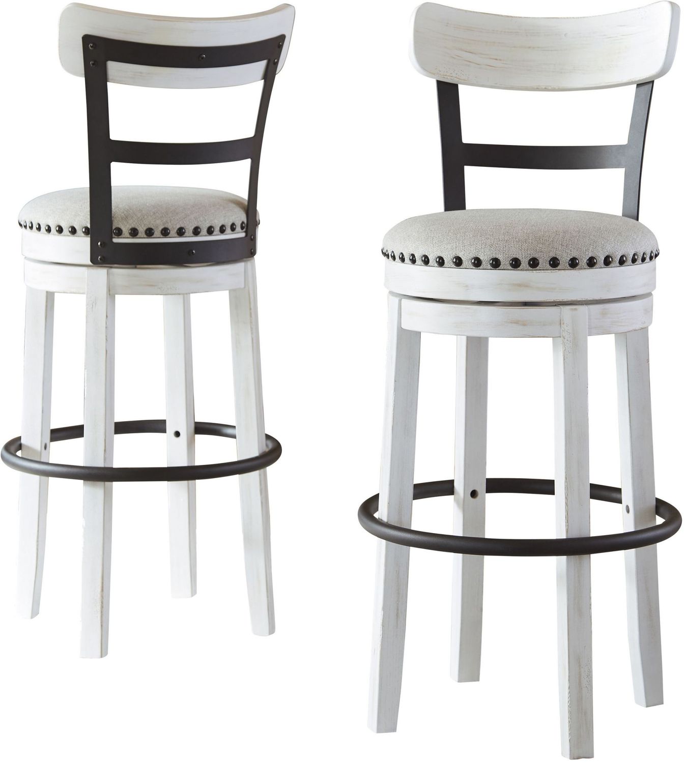 Valebeck Linen Tall Upholstered Swivel Barstool D546530