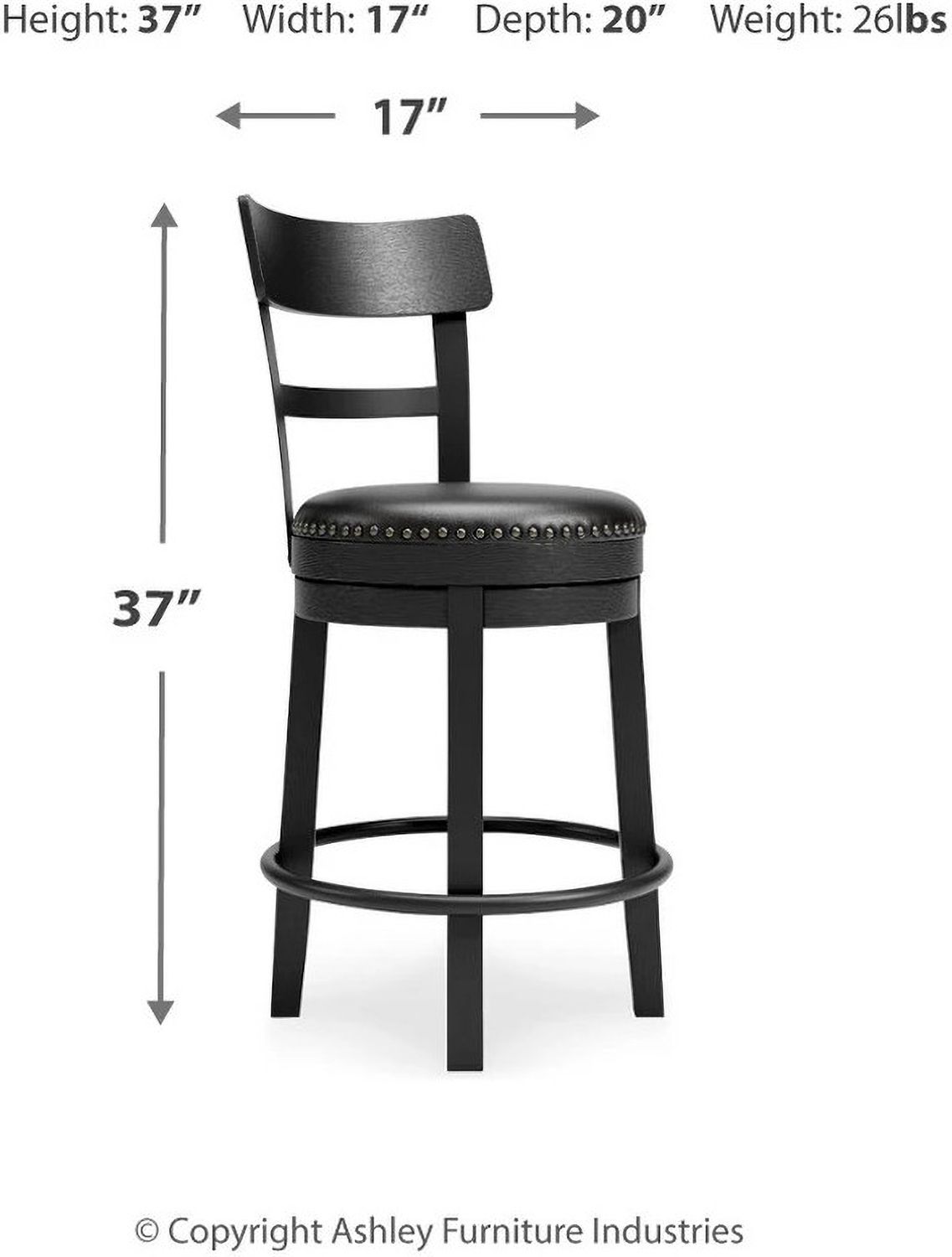 Valebeck Black Counter Height Barstool D546624