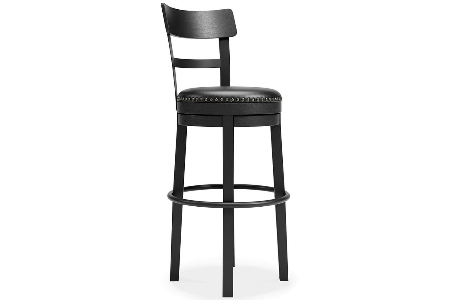 Valebeck Black Tall Upholstered Swivel Barstool D546630