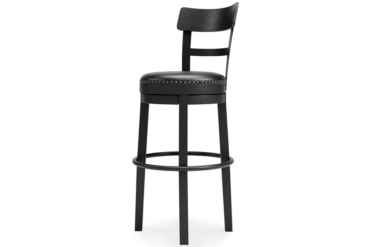 Valebeck Black Tall Upholstered Swivel Barstool D546630