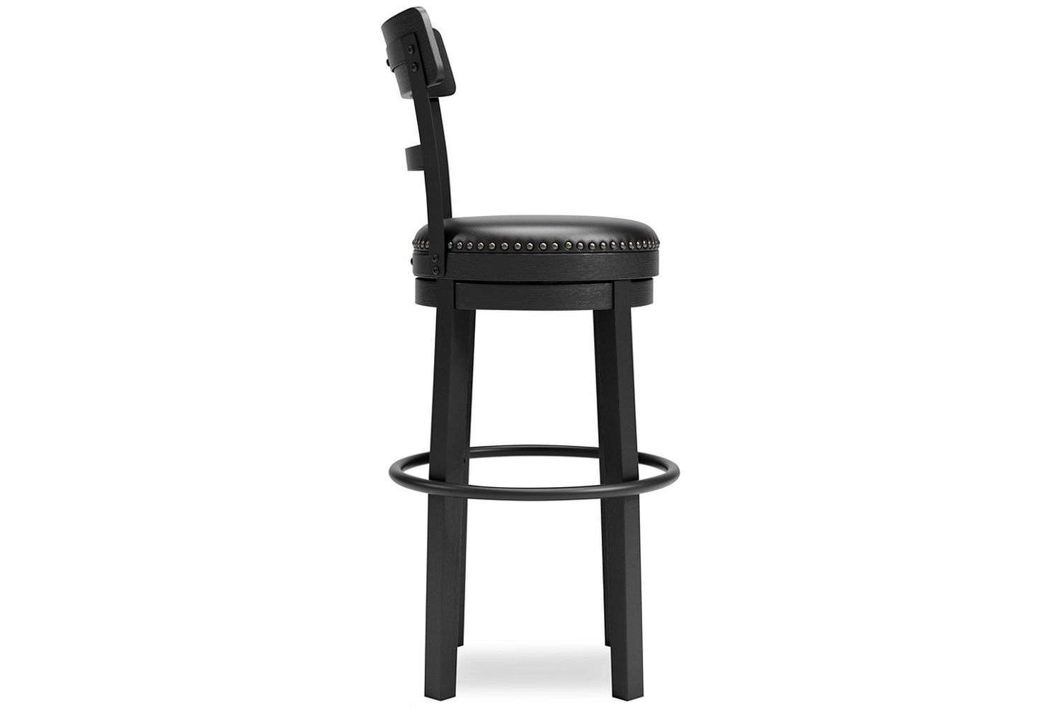 Valebeck Black Tall Upholstered Swivel Barstool D546630