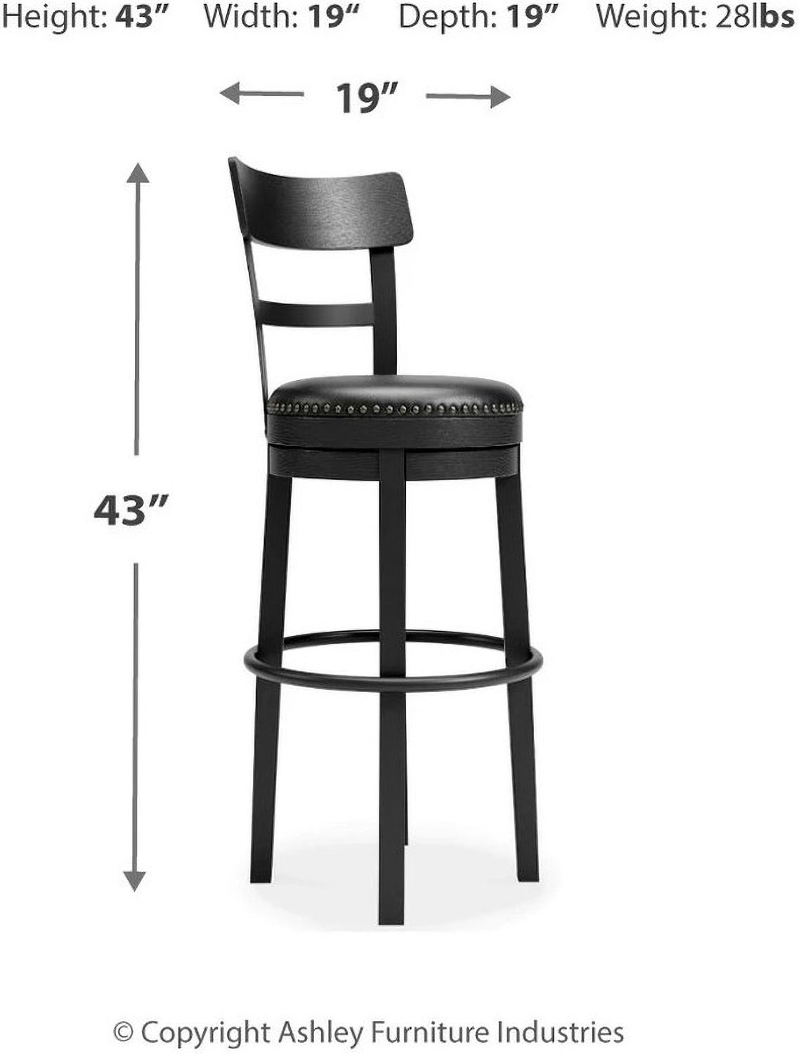 Valebeck Black Tall Upholstered Swivel Barstool D546630