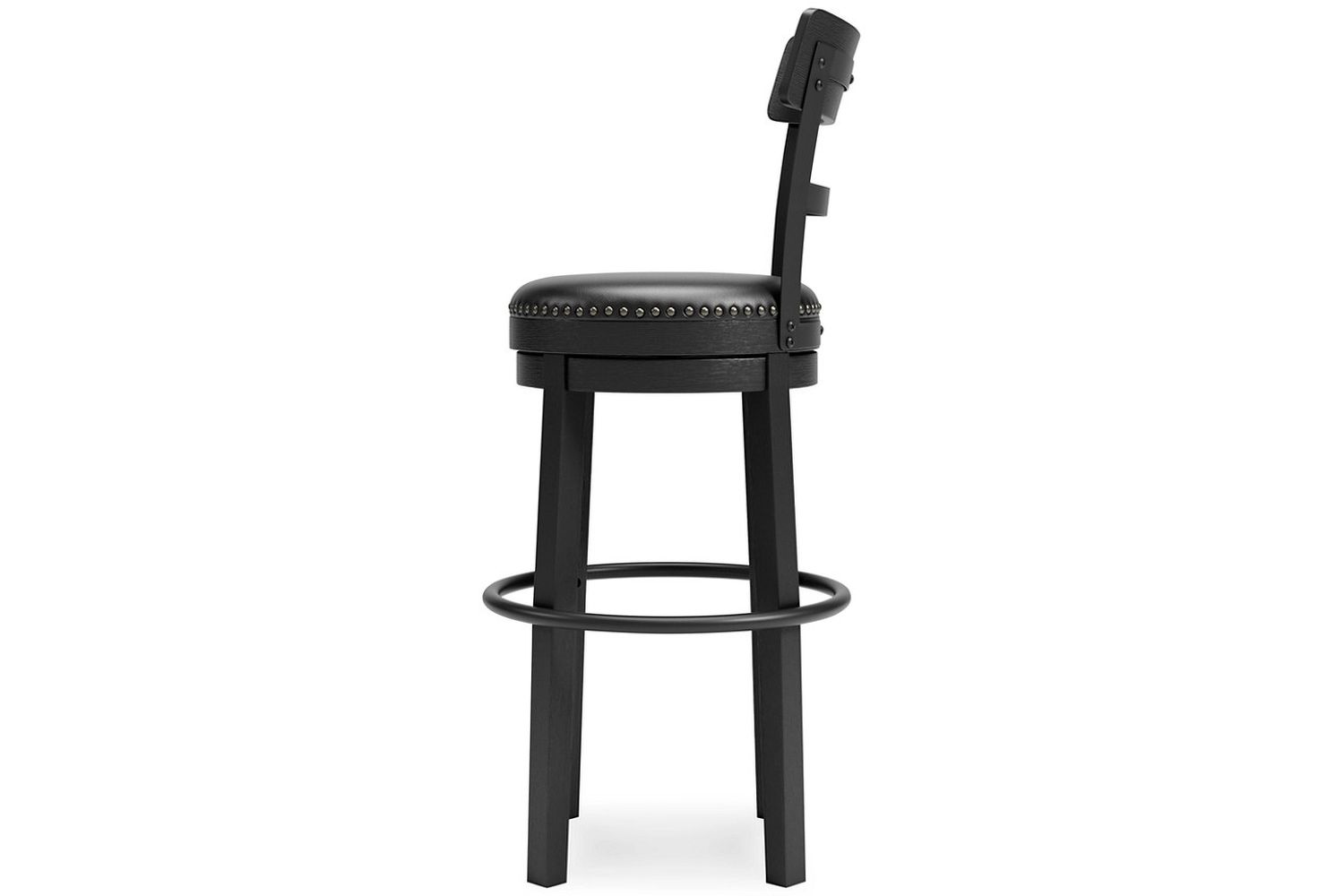 Valebeck Black Tall Upholstered Swivel Barstool D546630