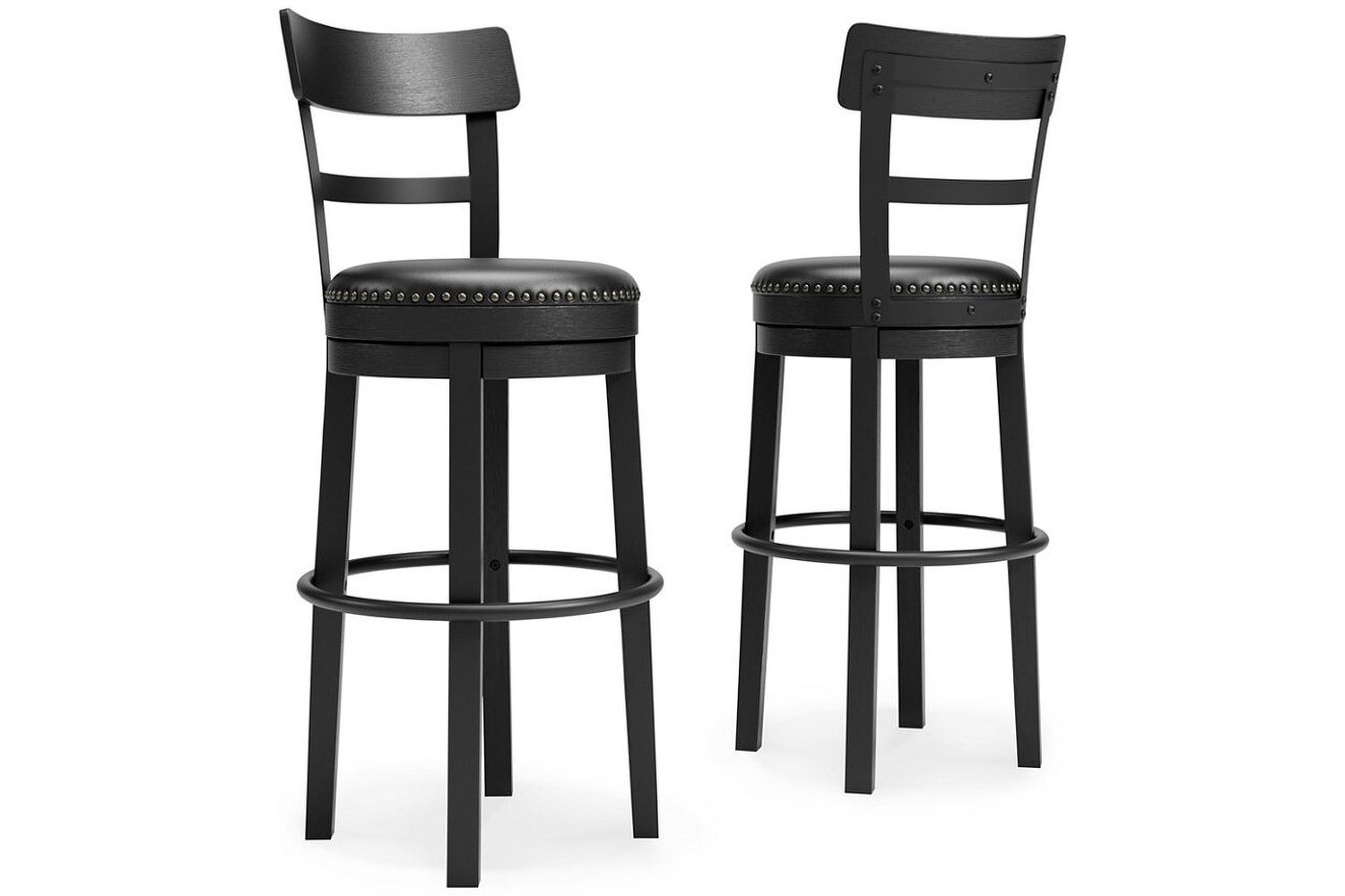 Valebeck Black Tall Upholstered Swivel Barstool D546630