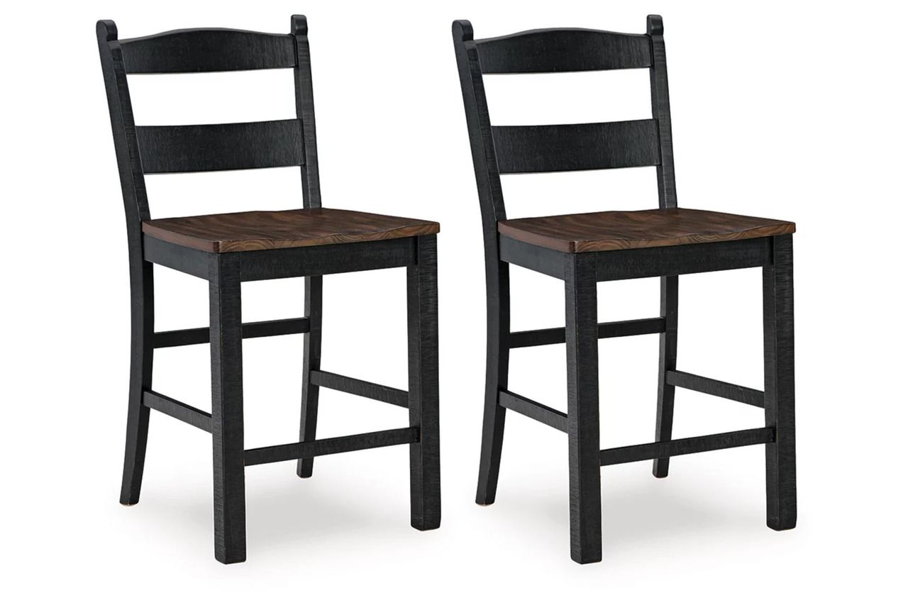 Valebeck Black/Brown Counter Height Barstool Set of 2 D546724