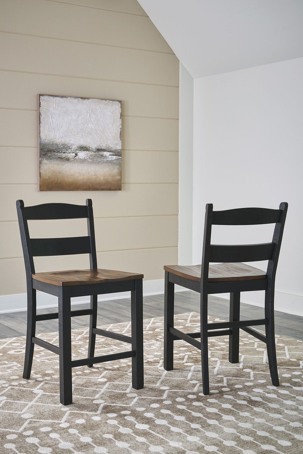 Valebeck Black/Brown Counter Height Barstool Set of 2 D546724
