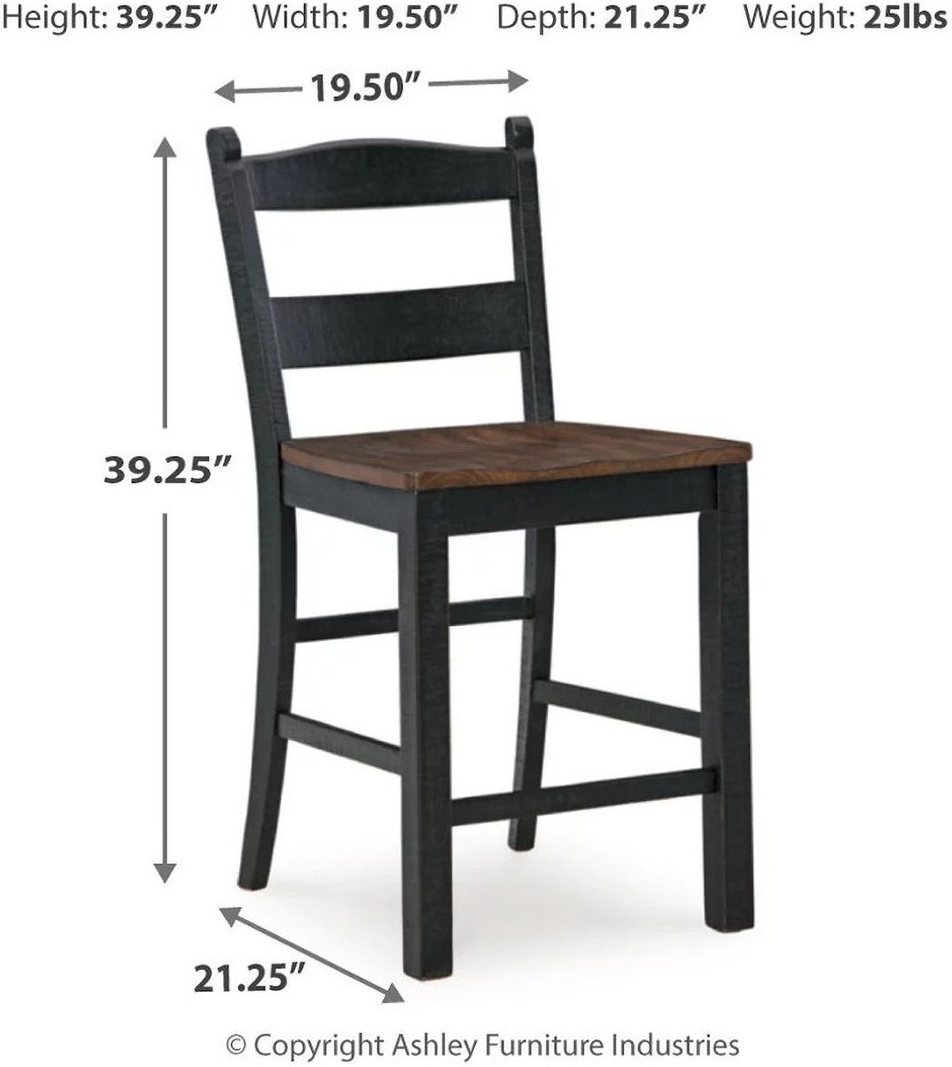 Valebeck Black/Brown Counter Height Barstool Set of 2 D546724