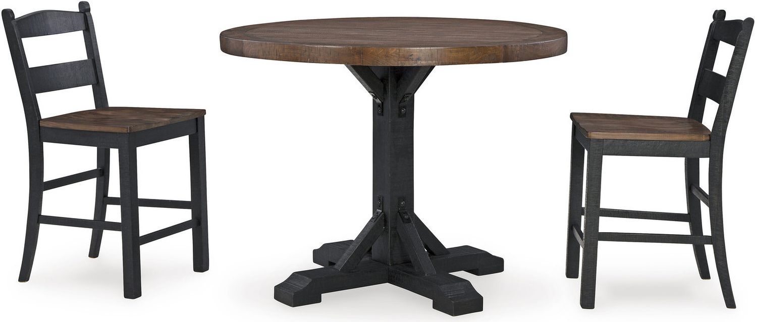 Valebeck Black/Brown Counter Height Barstool Set of 2 D546724