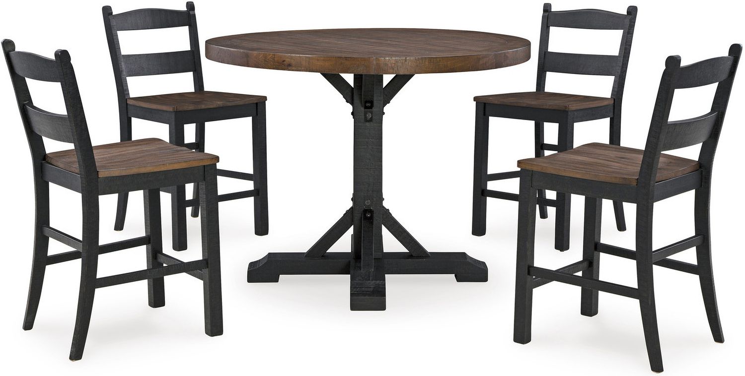 Valebeck Black/Brown Counter Height Barstool Set of 2 D546724