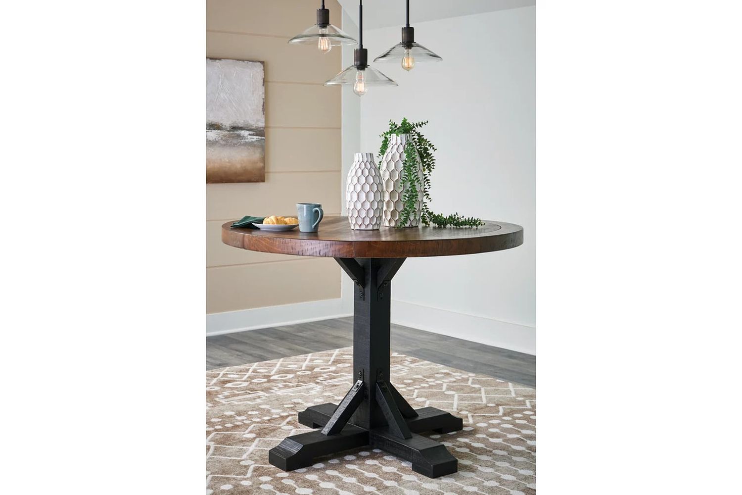 Valebeck Counter Height Dining Table In Black and Brown D546D21