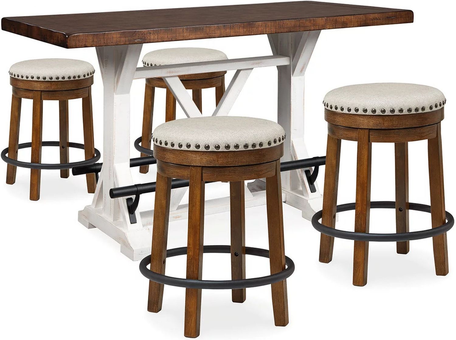 Valebeck Counter Height Dining Room Set In White and Brown D546D8