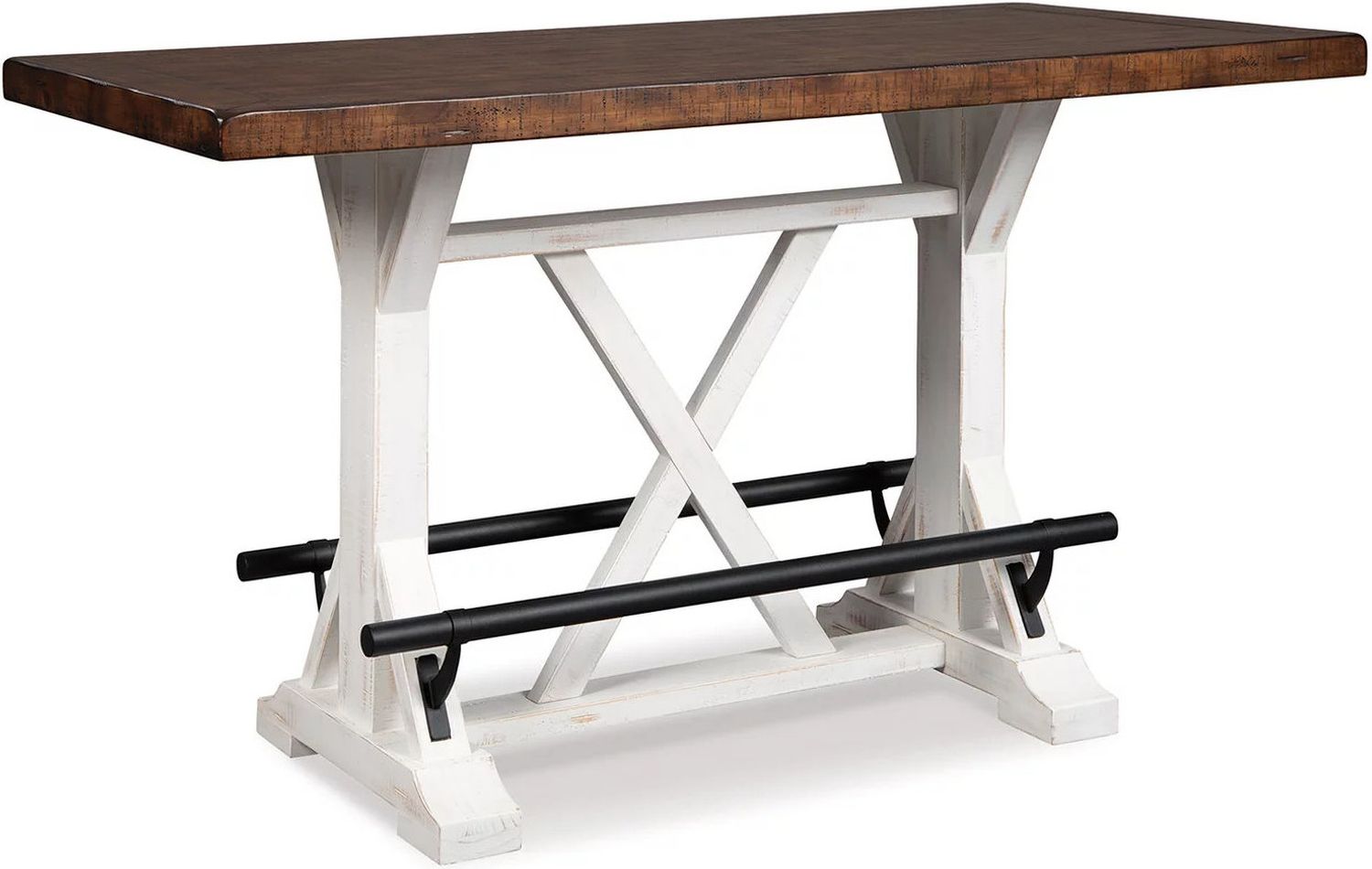Valebeck Counter Height Dining Room Set In White and Brown D546D8