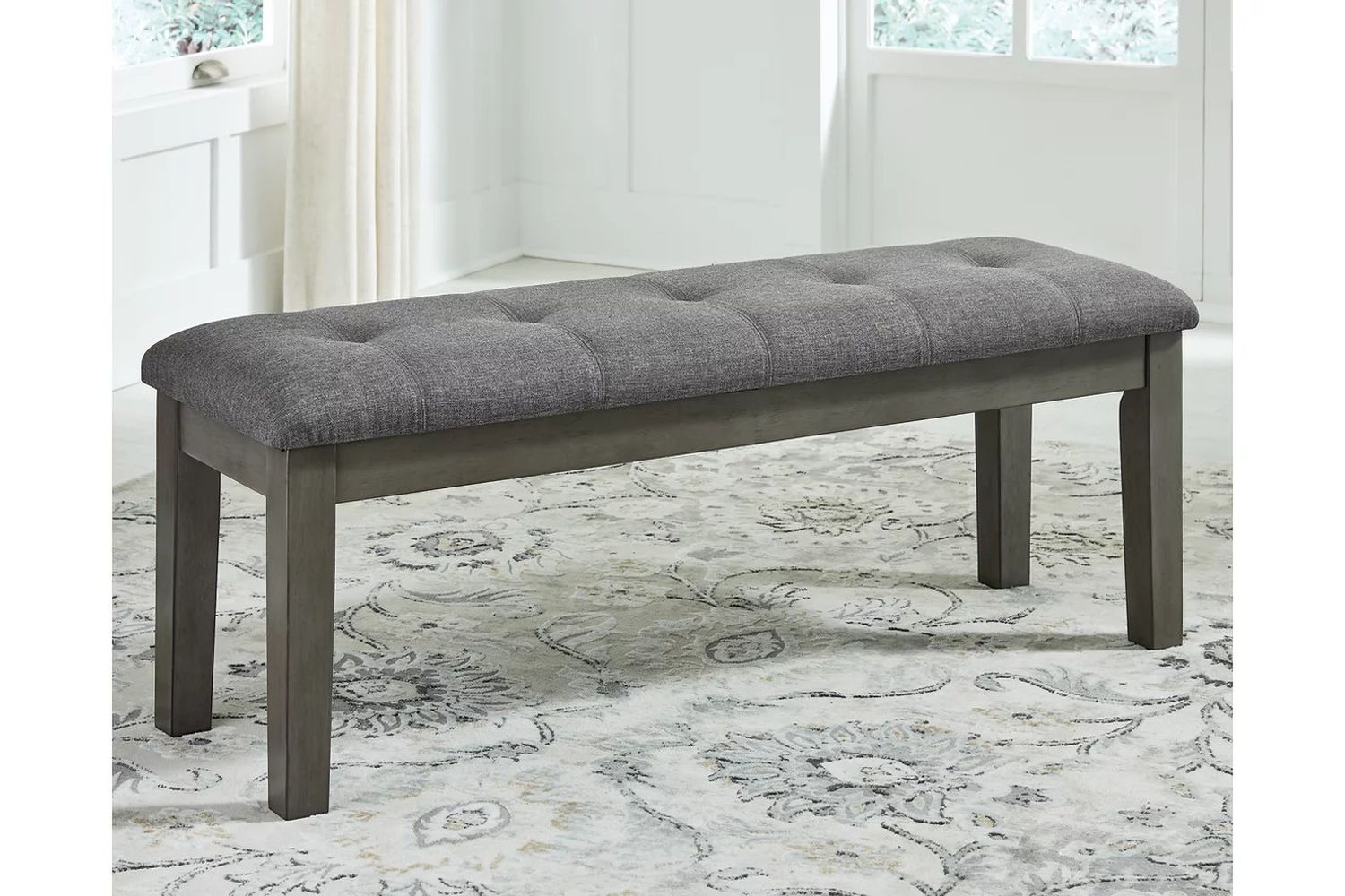 Hallanden Two-tone Gray Large Upholstered Dining Room Bench D58900
