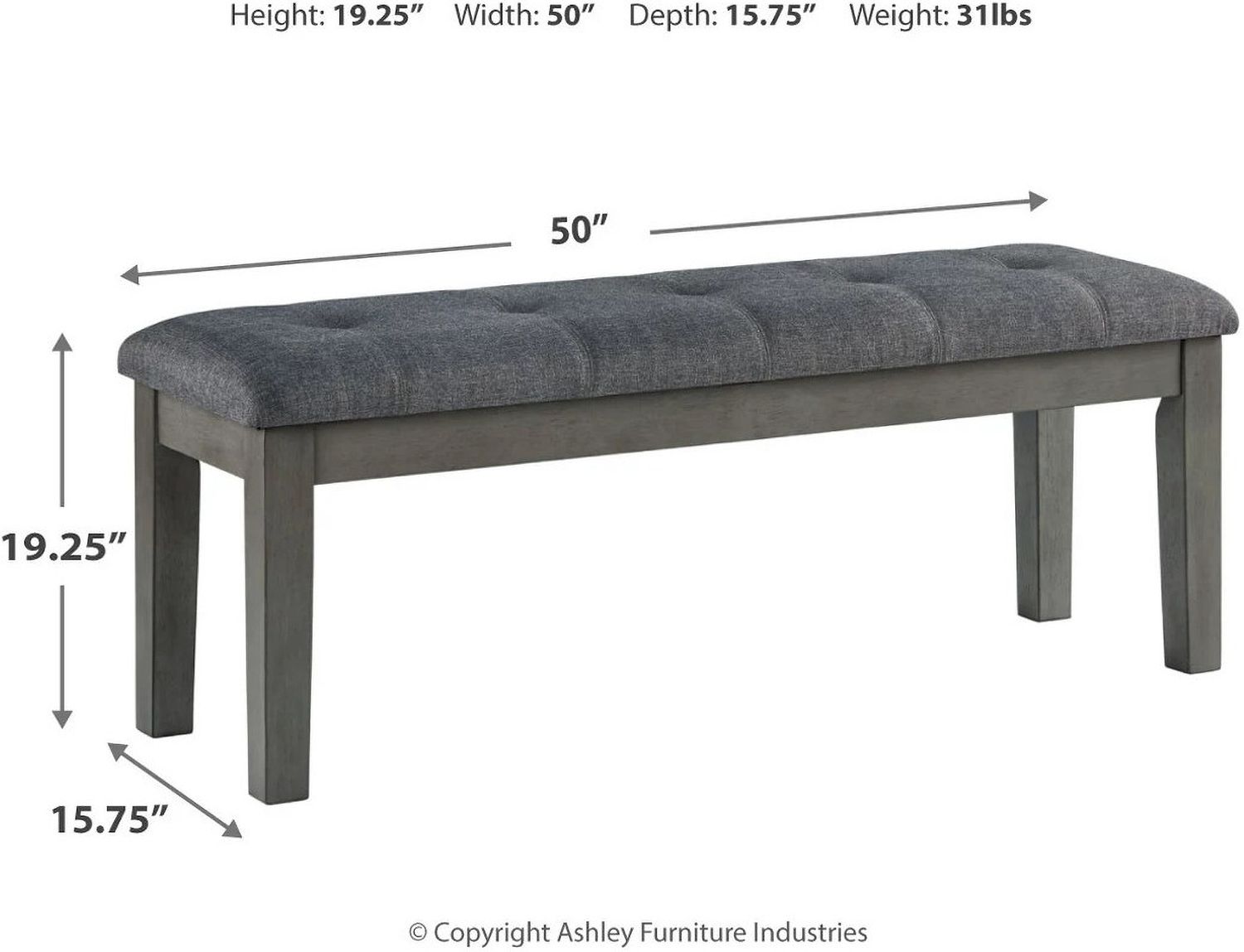 Hallanden Two-tone Gray Large Upholstered Dining Room Bench D58900