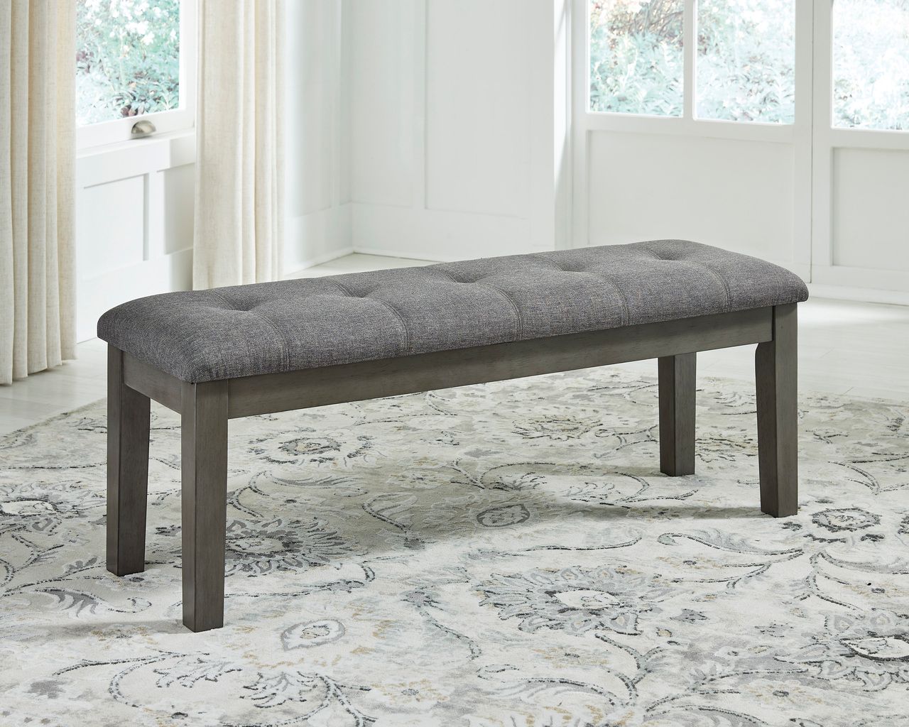 Hallanden Two-tone Gray Large Upholstered Dining Room Bench D58900