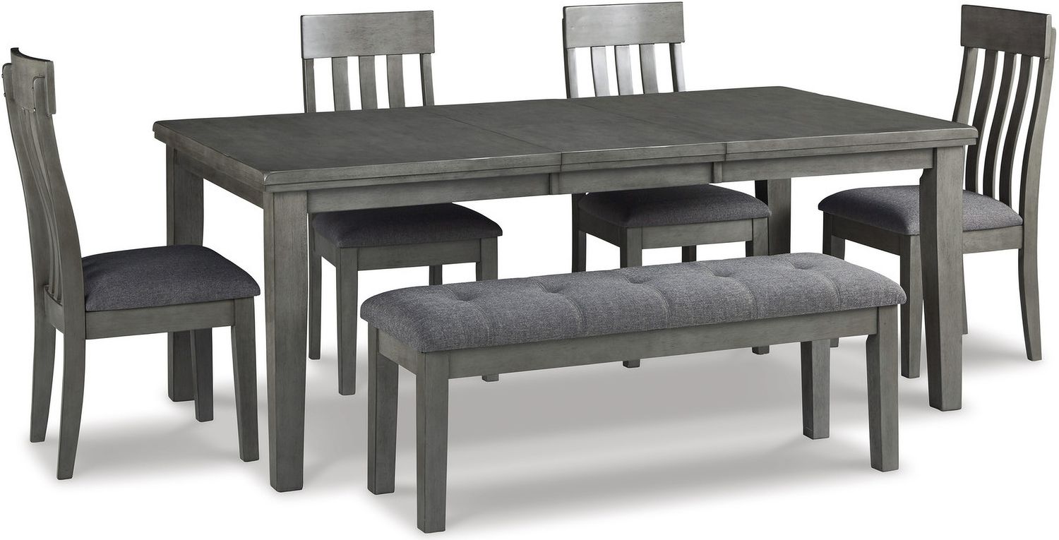 Hallanden Two-tone Gray Large Upholstered Dining Room Bench D58900