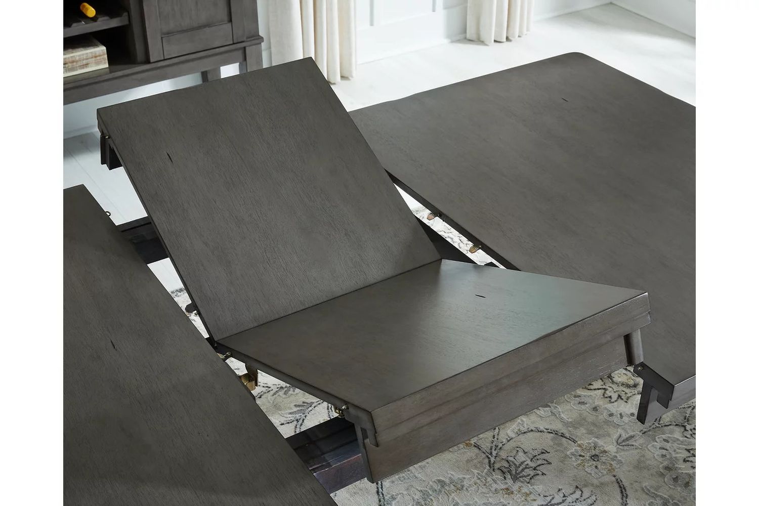 Hallanden Gray Rectangular Dining Room Butterfly Extendable Table D58935