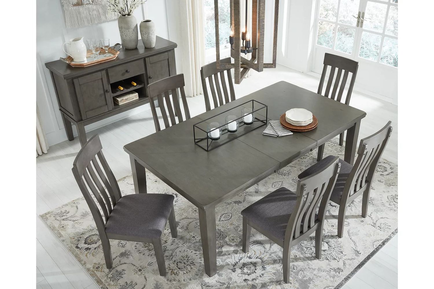 Hallanden Gray Rectangular Dining Room Butterfly Extendable Table D58935