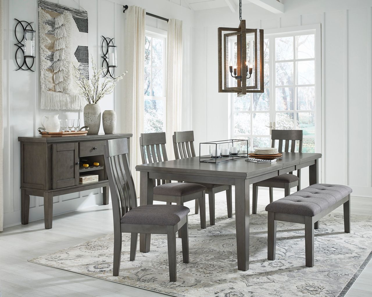 Hallanden Gray Rectangular Dining Room Butterfly Extendable Table D58935