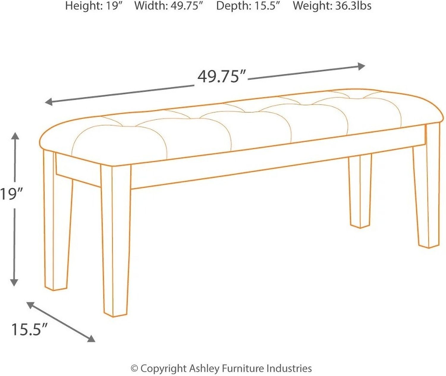 Ralene Large Upholstered Dining Room Bench D59400