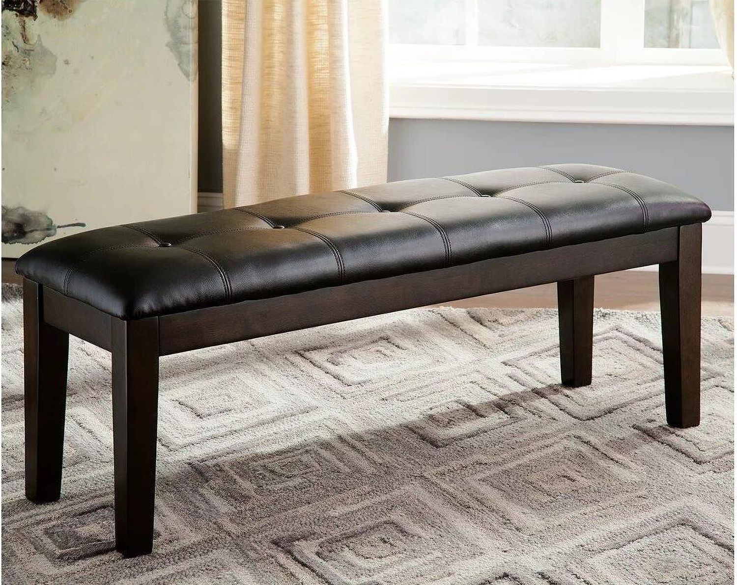 Haddigan Dark Brown Large Upholstered Dining Room Bench D59600