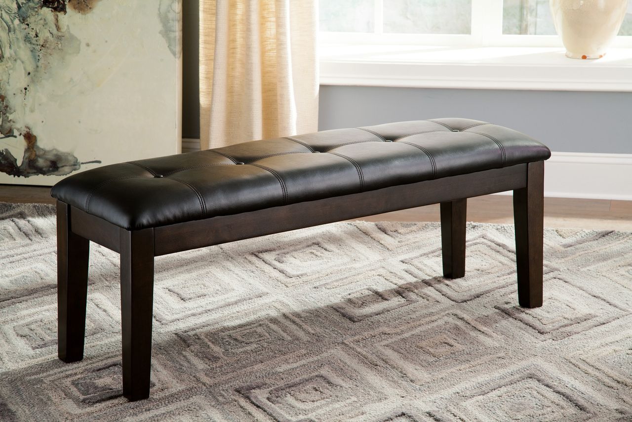 Haddigan Dark Brown Large Upholstered Dining Room Bench D59600