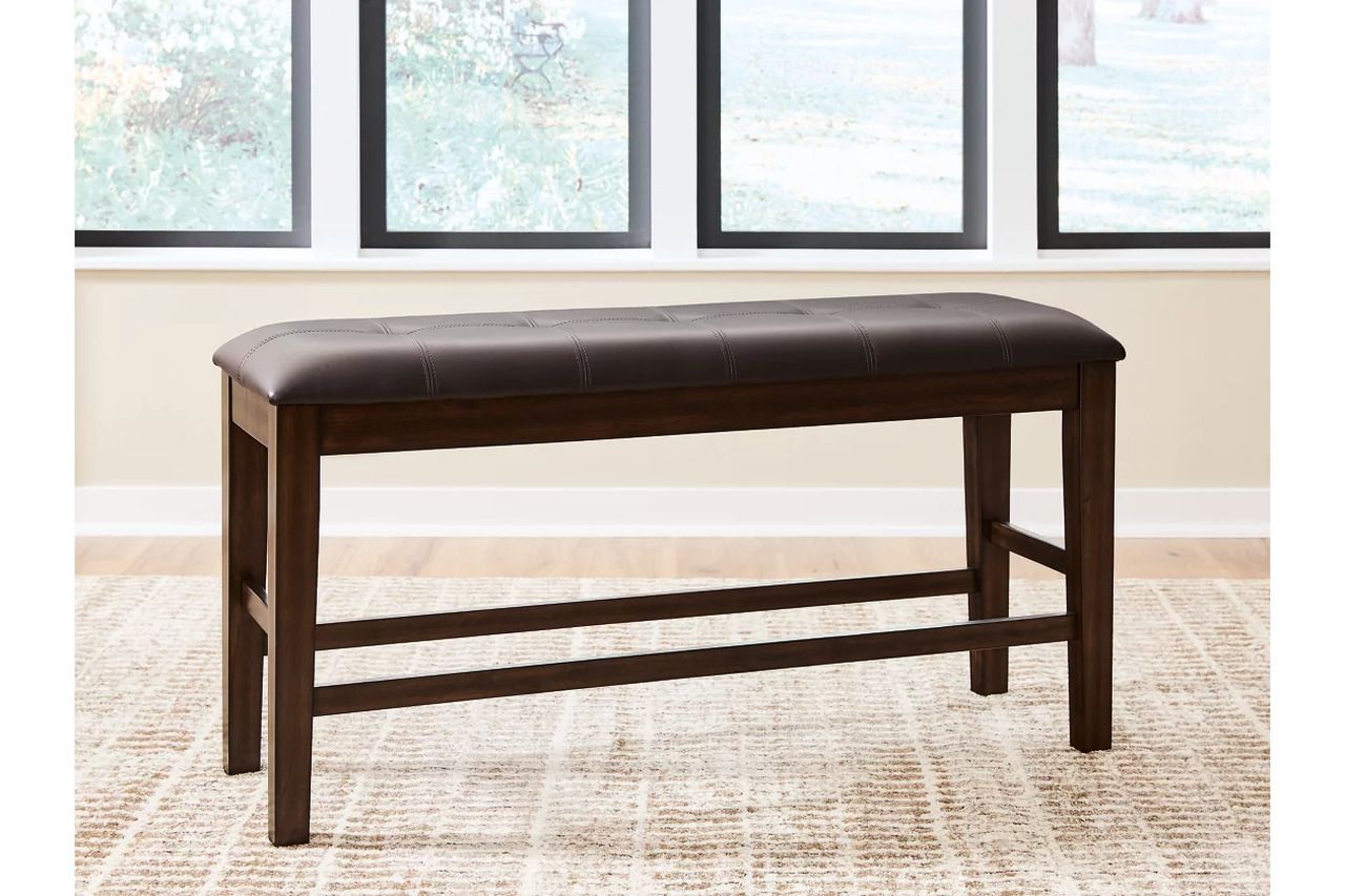 Haddigan Counter Height Dining Bench In Dark Brown D59609