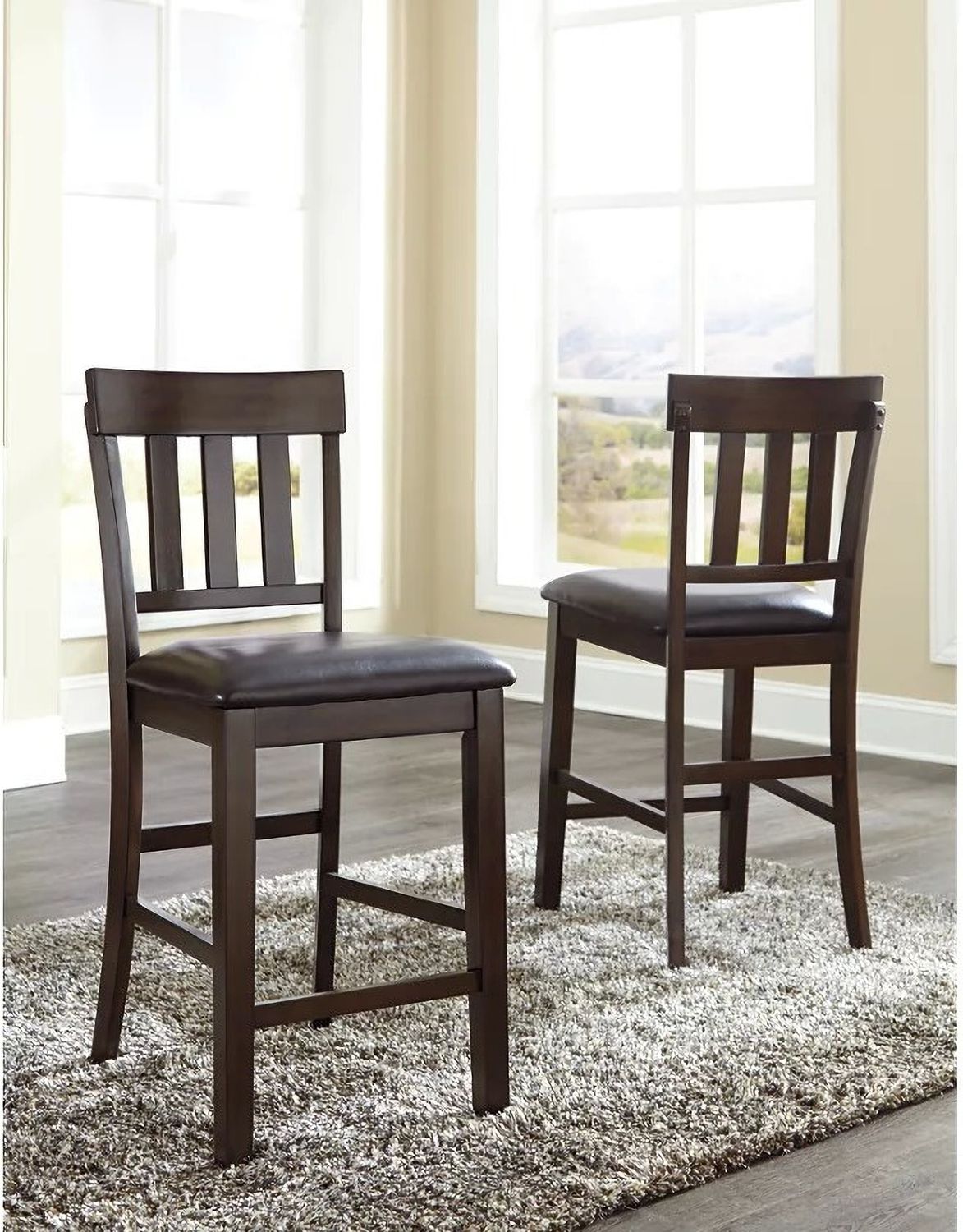 Haddigan Dark Brown Upholstered Barstool Set of 2 D596124