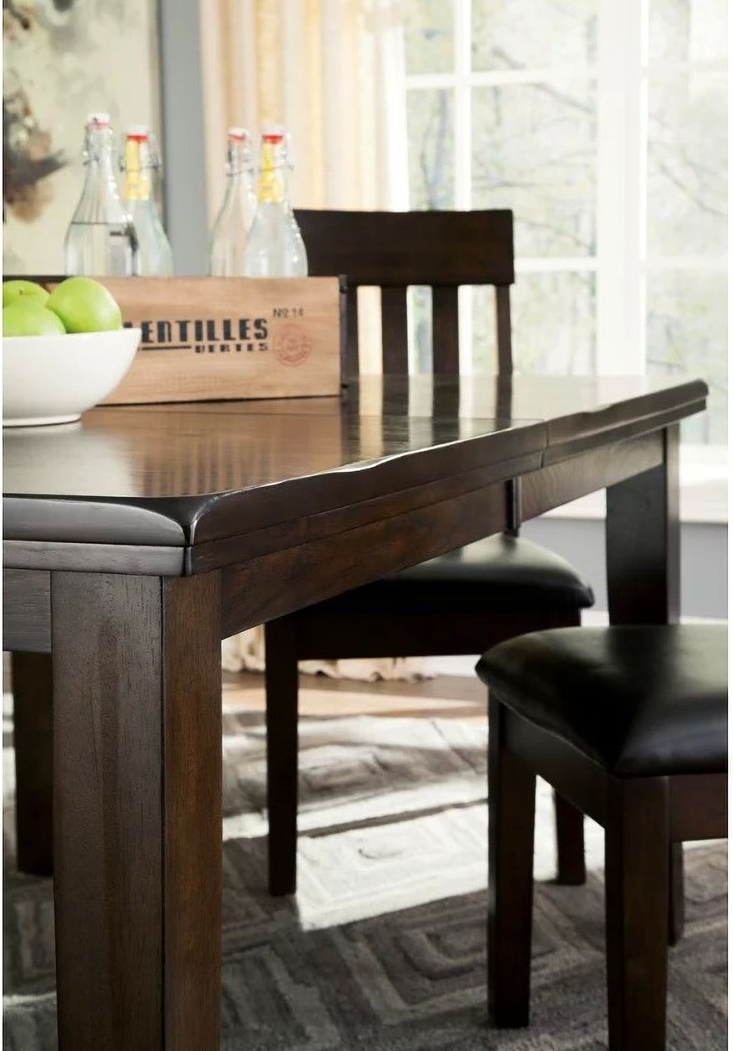 Haddigan Dark Brown Rectangular Extendable Dining Table D59635