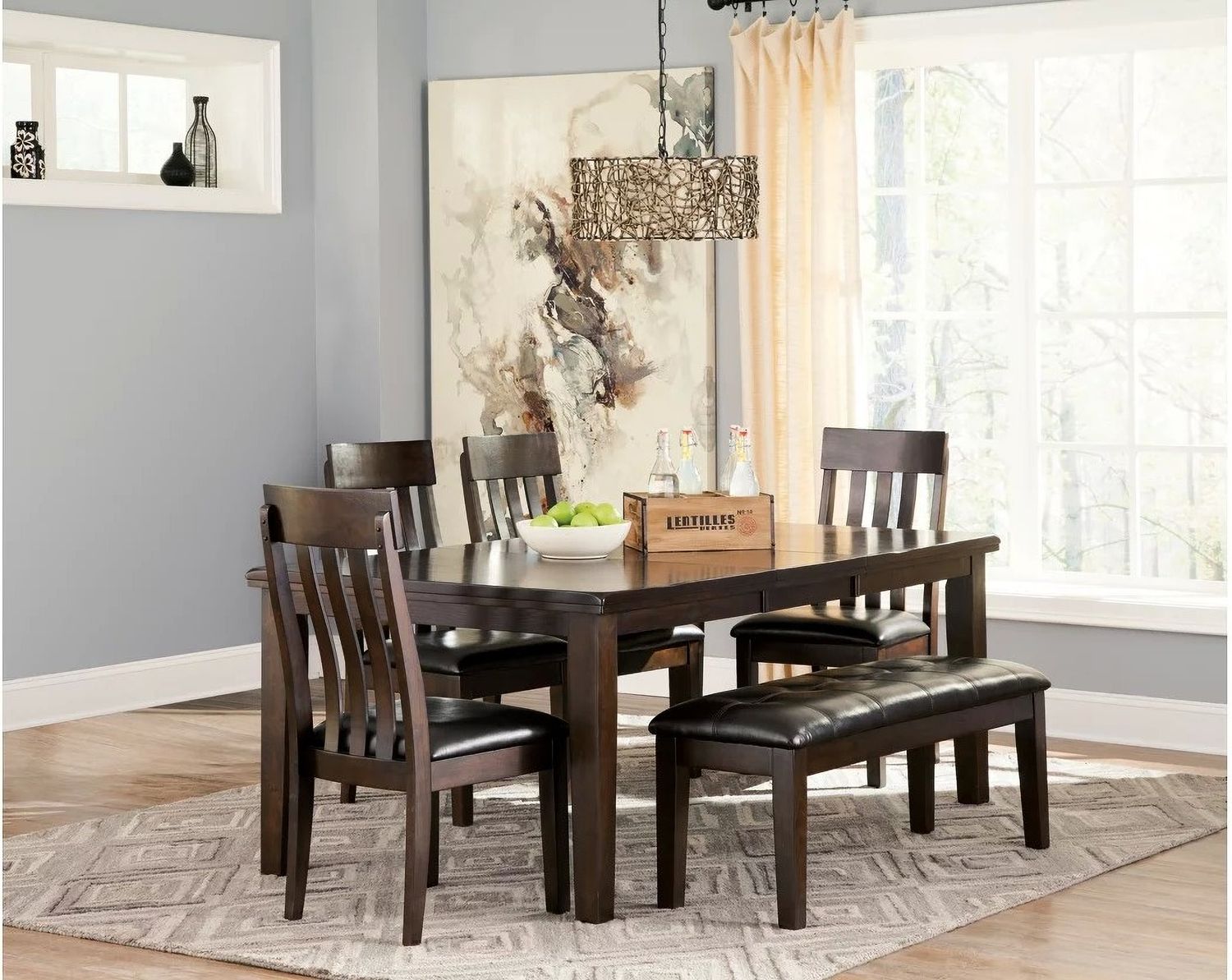 Haddigan Dark Brown Rectangular Extendable Dining Table D59635