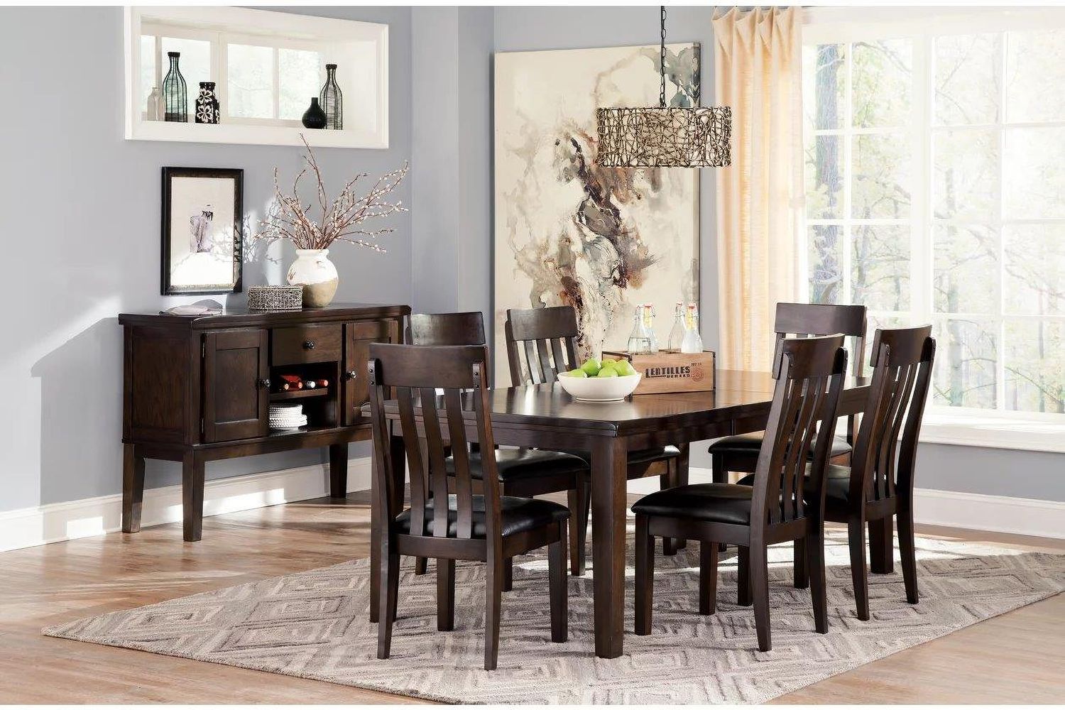 Haddigan Dark Brown Rectangular Extendable Dining Table D59635