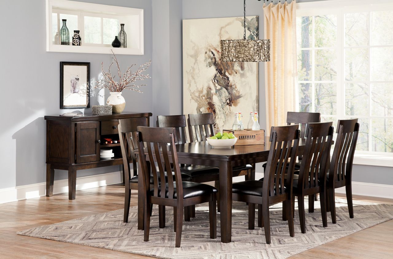 Haddigan Dark Brown Rectangular Extendable Dining Table D59635