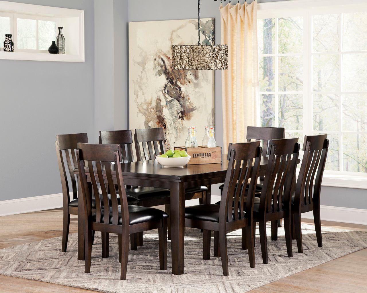Haddigan Dark Brown Rectangular Extendable Dining Table D59635