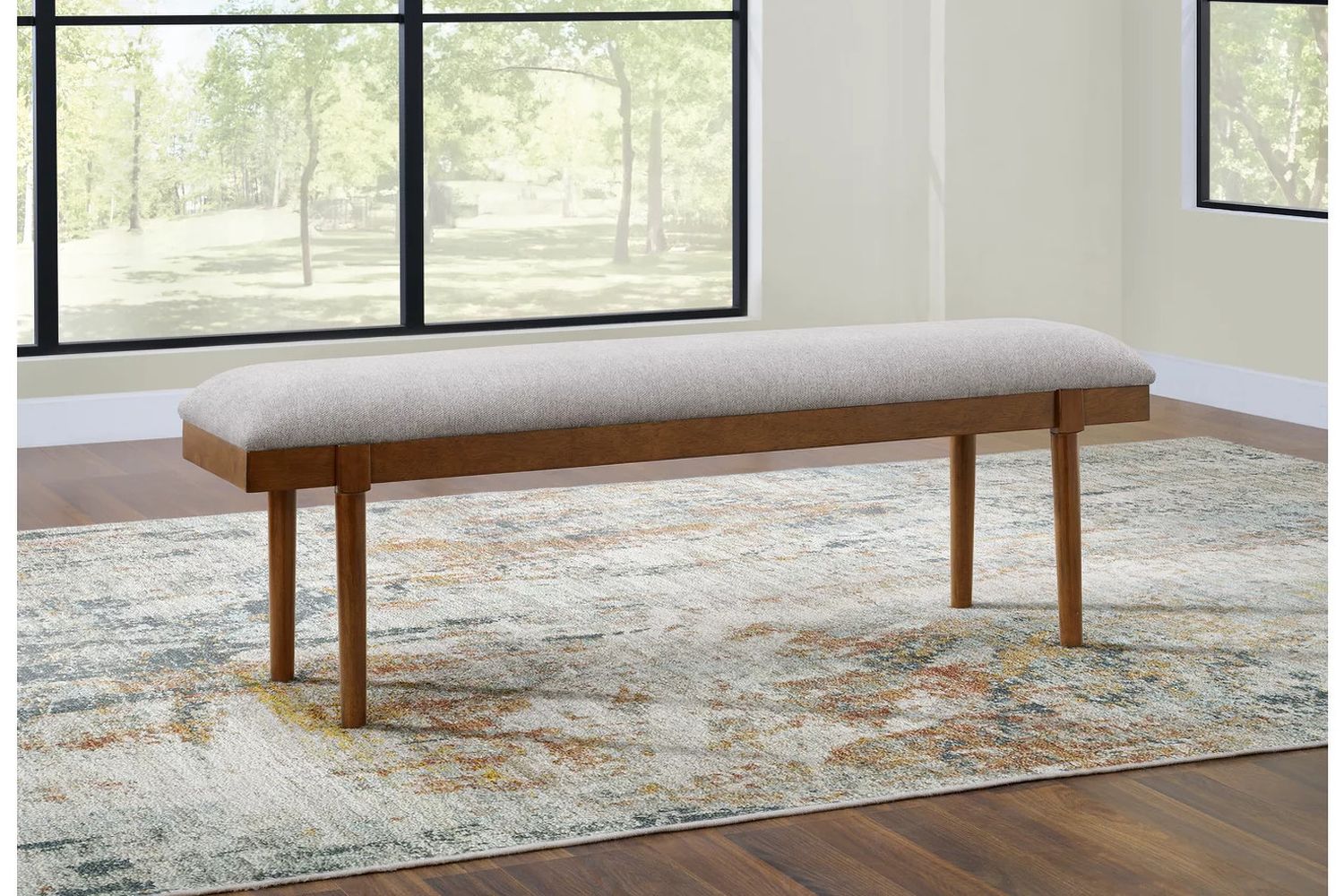 Lyncott 59 Inch Upholstered Dining Bench In Gray and Brown D61500
